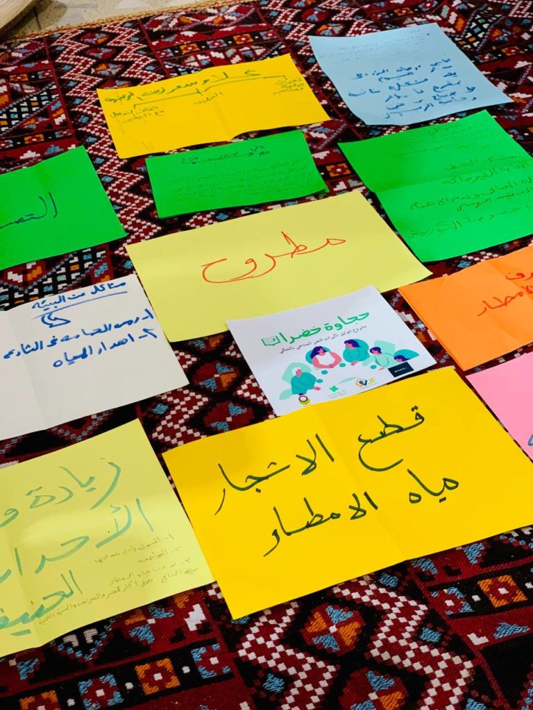 Handwritten Arabic notes from a Hajawa Khadra storytelling session